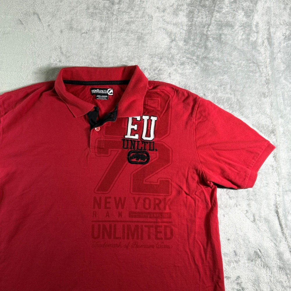 VTG Y2K Ecko Unltd. Mens Polo Shirt Red EU 72 New York Unlimited 2XL